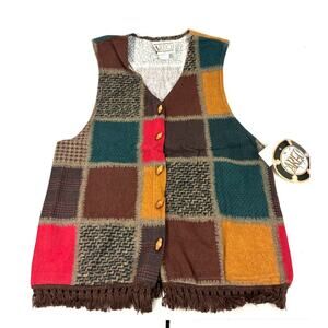 Vintage Southwestern Fringe Vest Women's Button‎ Up SMALL Aero USA Made